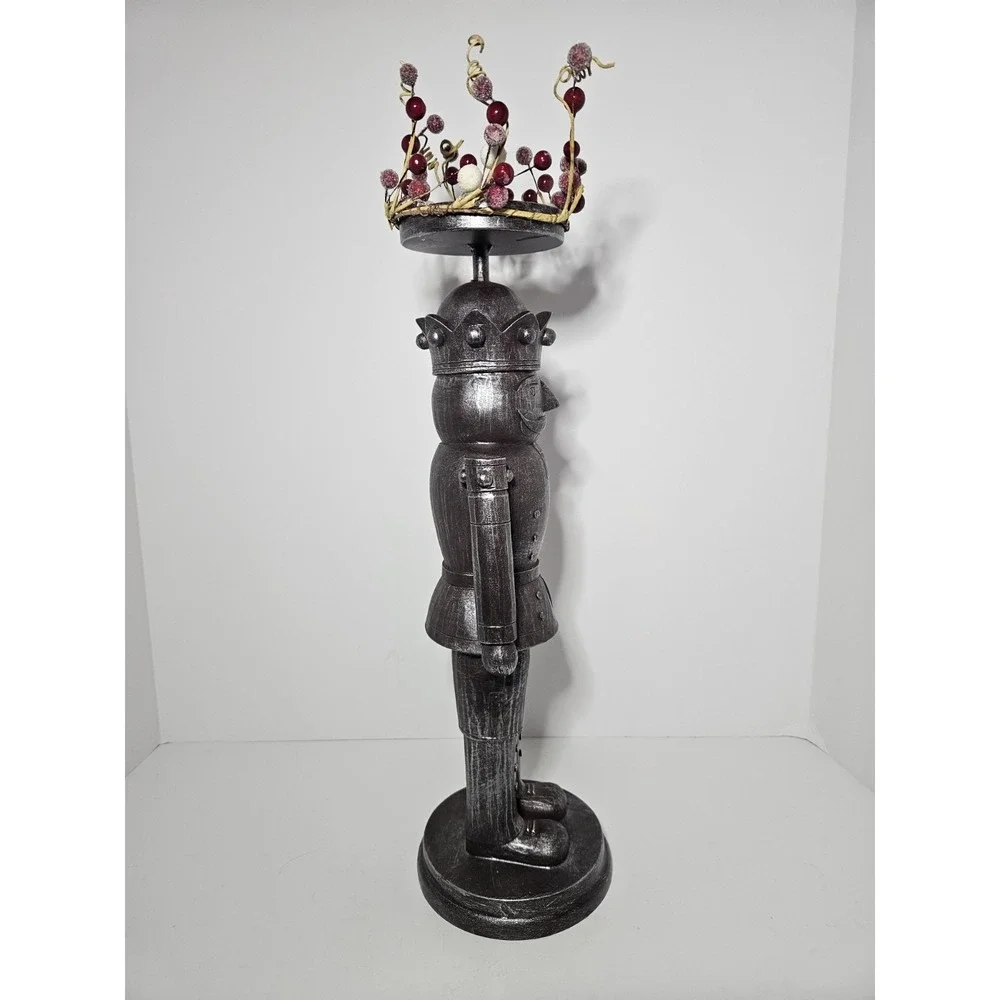 Pier 1 Imports Rustic Metal Nutcracker Pillar Candle Holder Christmas Decor 17